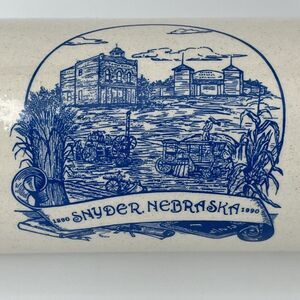 Snyder Nebraska Centennial Ceramic Rolling Pin 1890 1990 Farm House Decor